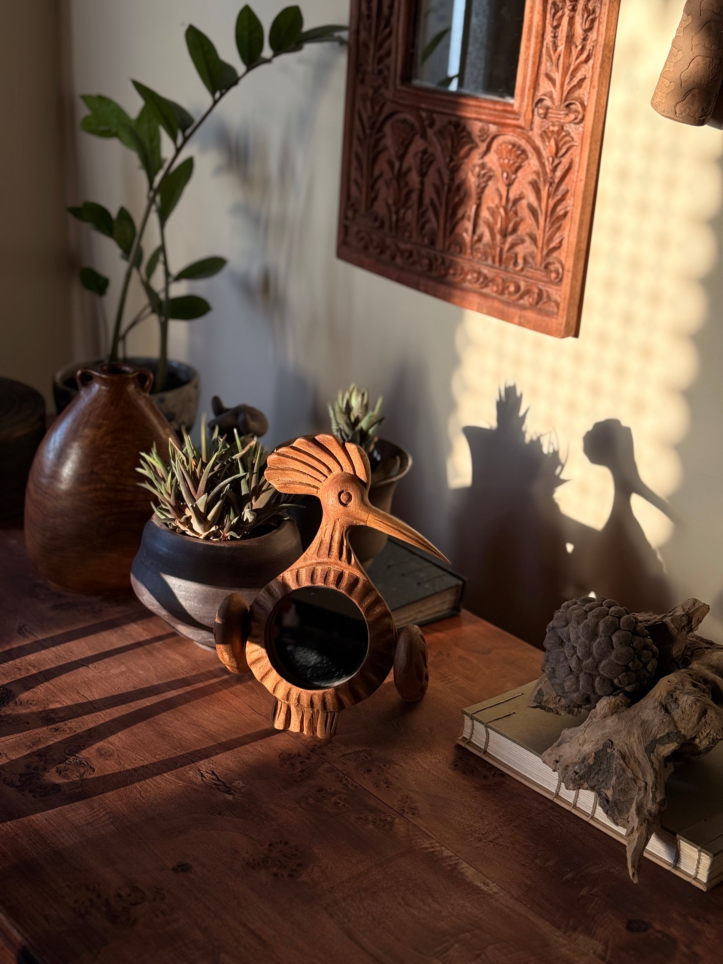 Hoopoe Teak Wood Freestanding Mirror