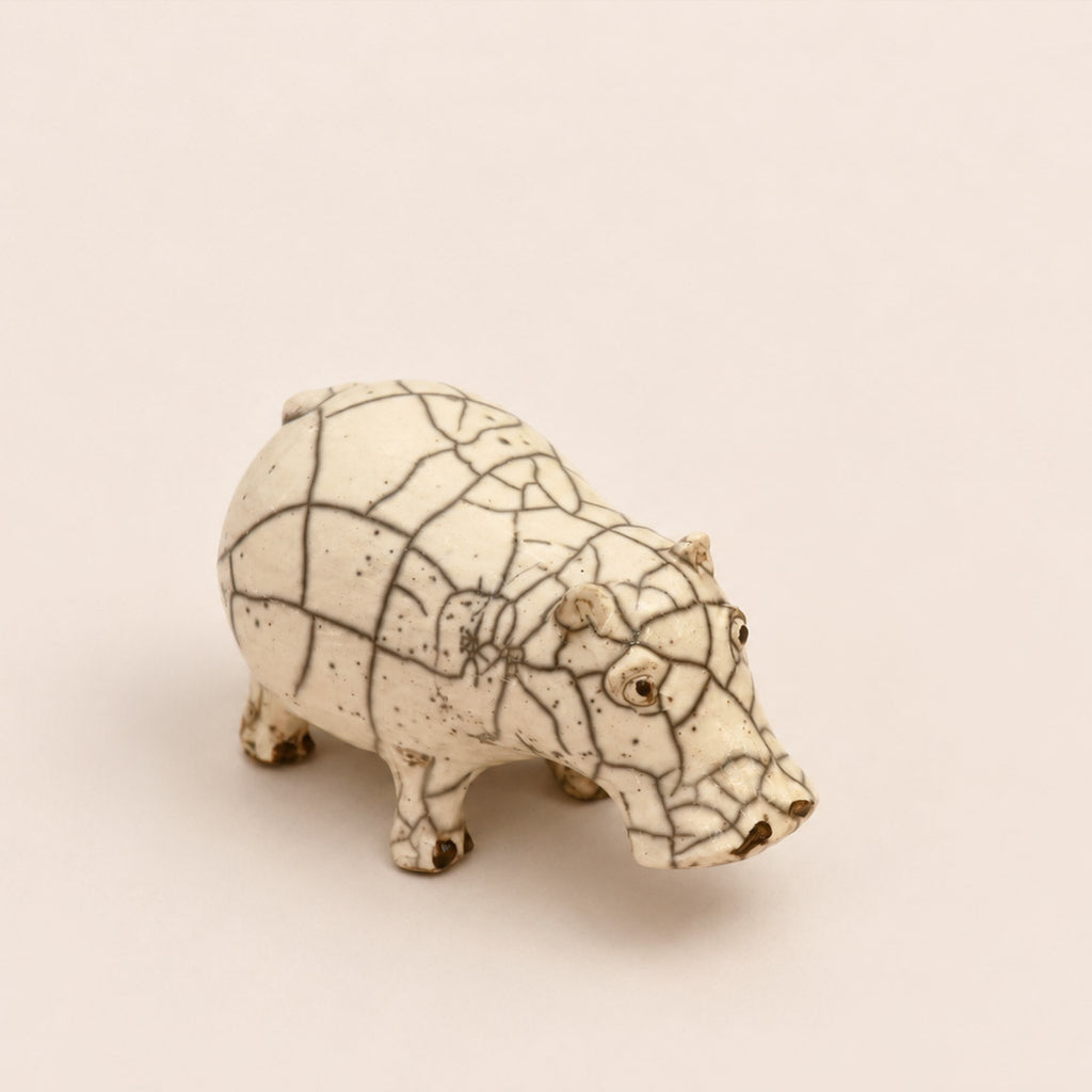 White Raku Hippopotamus