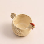 White Raku Chicken-Shaped Ceramic Bowl