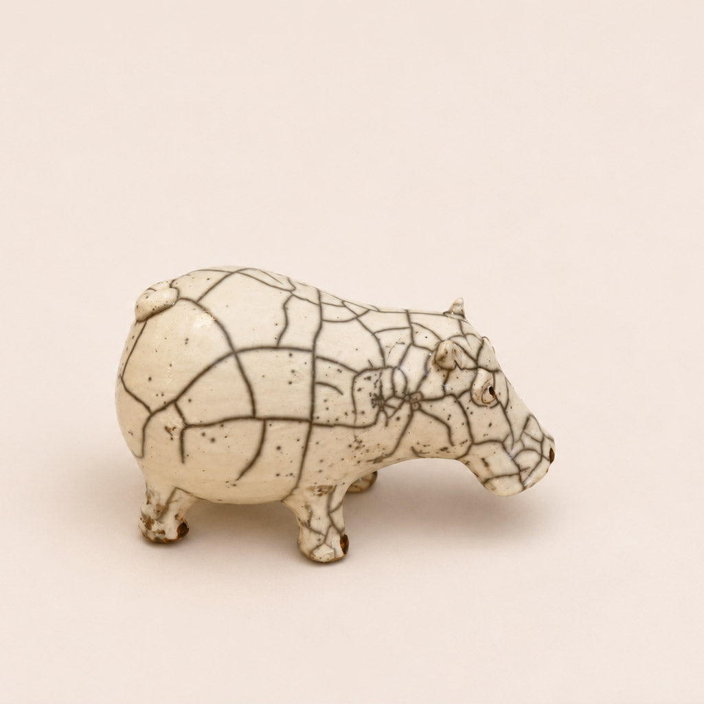 White Raku Hippopotamus