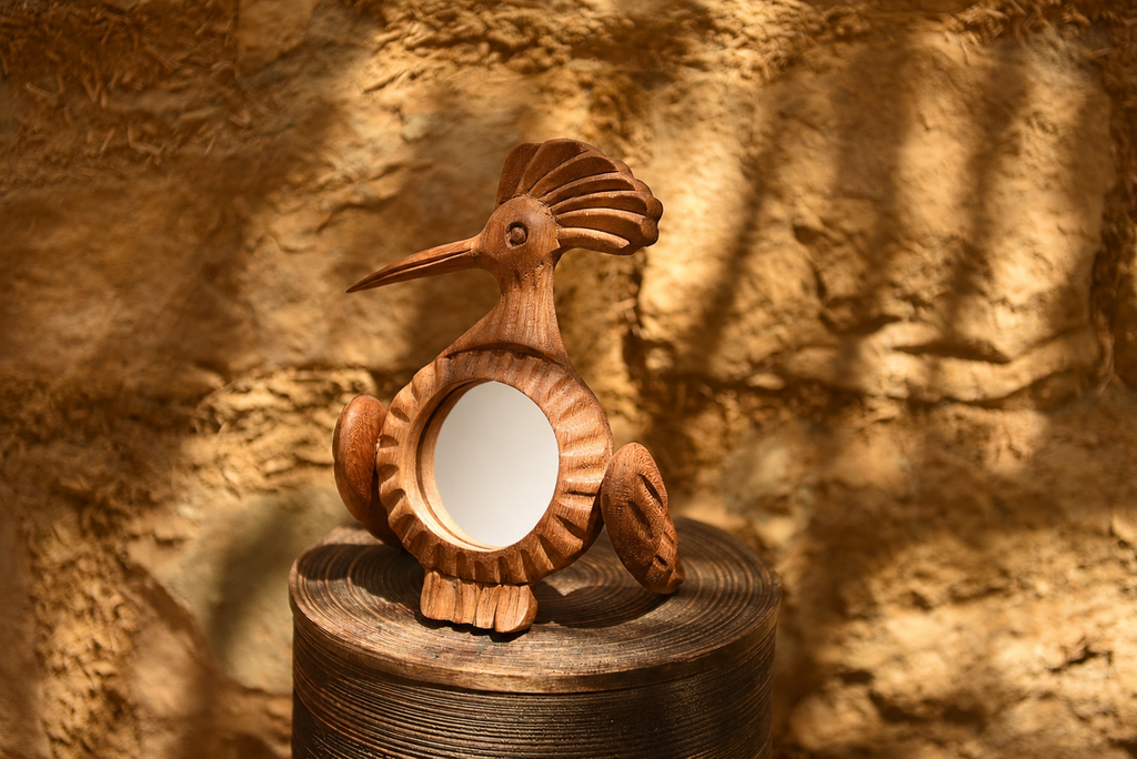 Hoopoe Teak Wood Freestanding Mirror