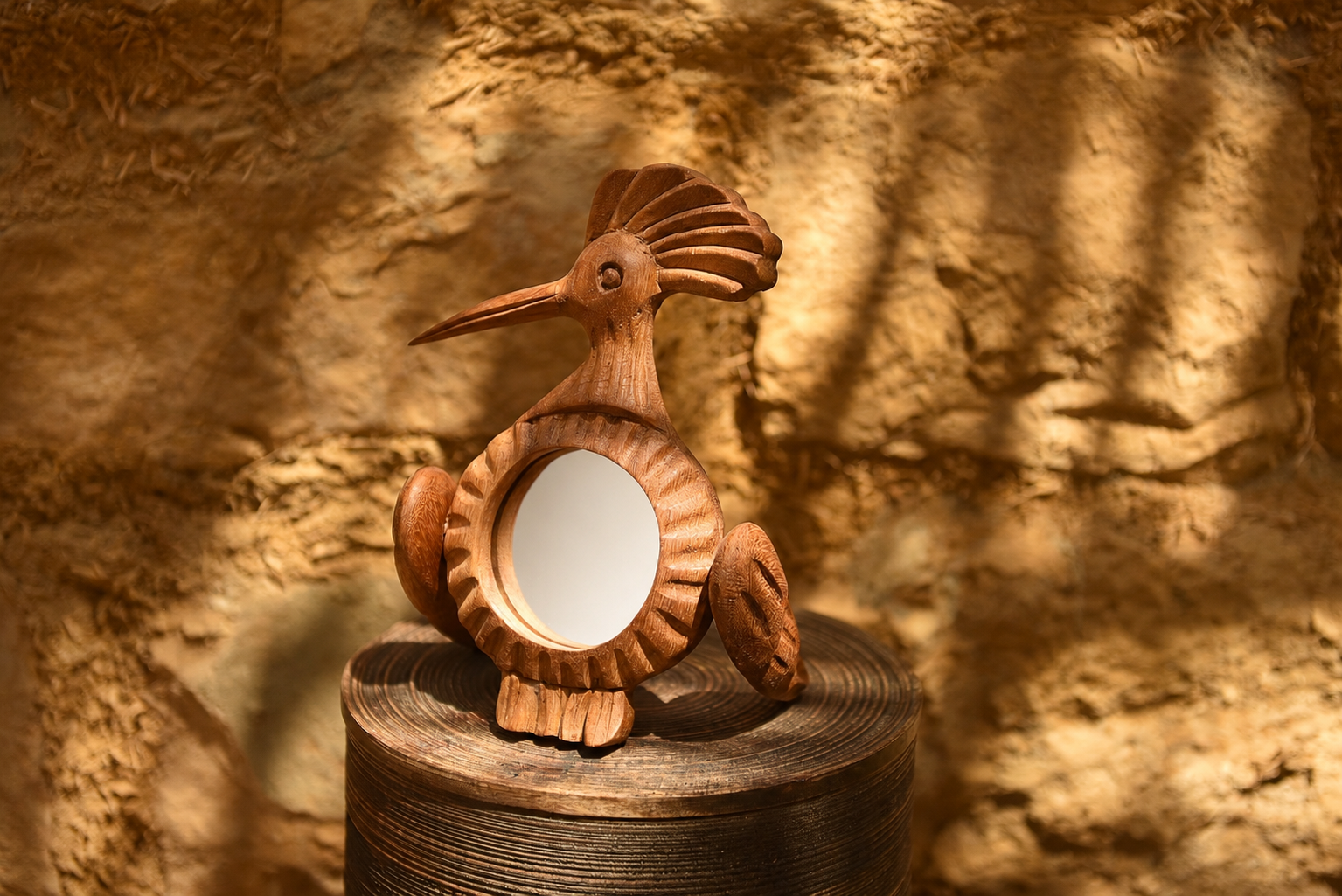 Hoopoe Teak Wood Freestanding Mirror