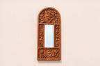 Hand-Carved Mahogany Mirror with Bird & Floral Motifs