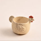 White Raku Chicken-Shaped Ceramic Bowl