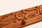 Hand-Carved Mahogany Wall Hook Rack (40 × 11 cm)