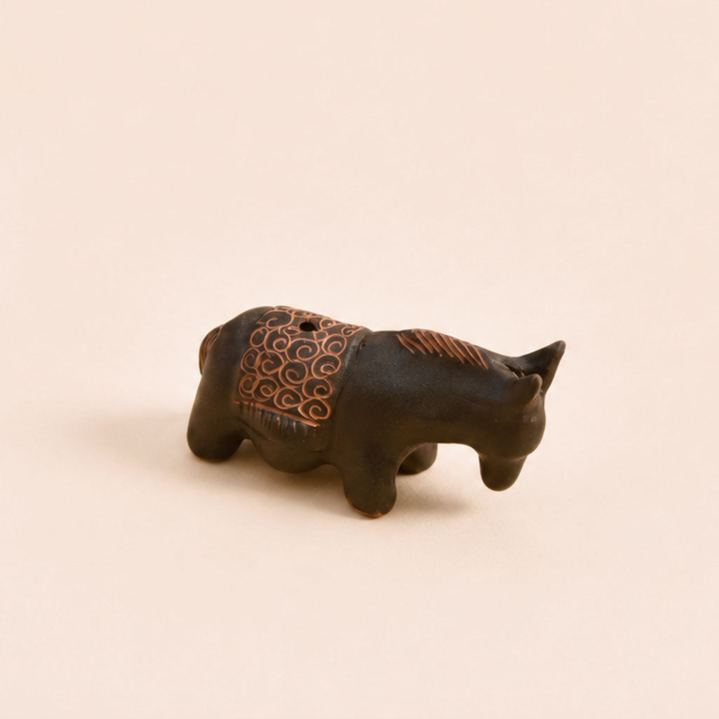 Handcrafted ceramic donkey incense holder