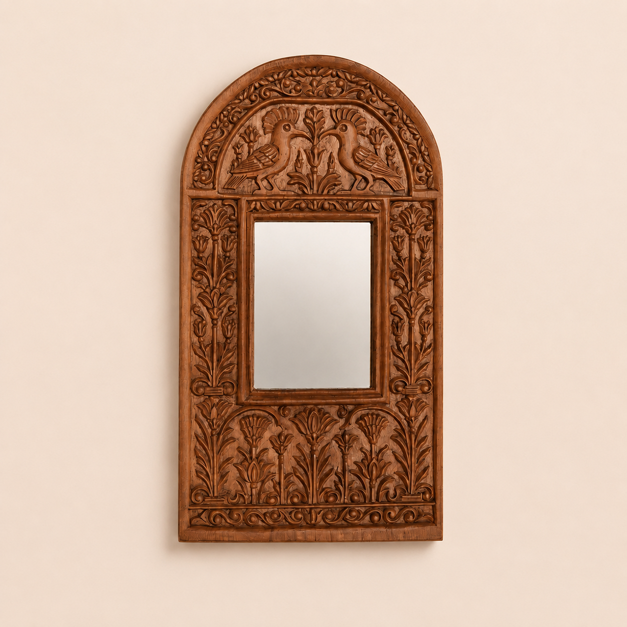 hand carved Hoopoe mirror