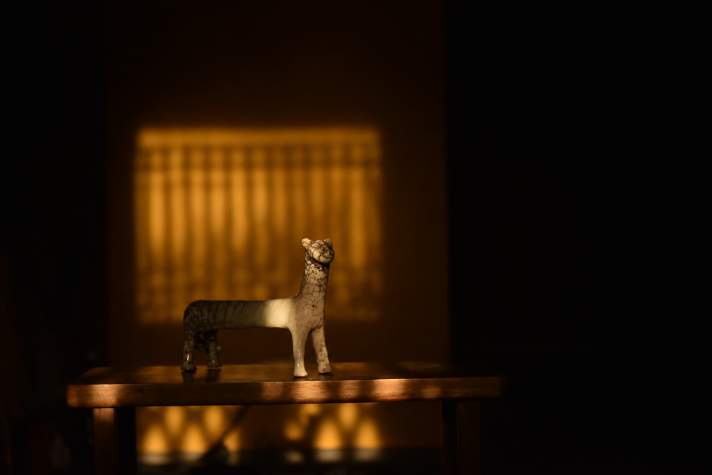 Raku Lion Sculpture Inspired by Tutankhamun