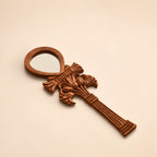 Hand-Carved Mahogany Pharaoh-Inspired Mirror