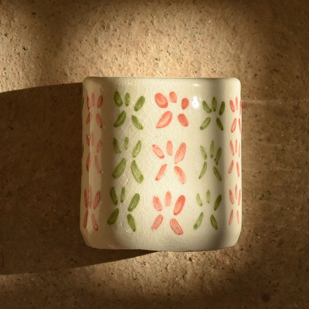 Large Handmade Star Motif Ceramic Cup – 7 × 7 cm