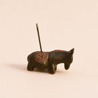 Handcrafted ceramic donkey incense holder