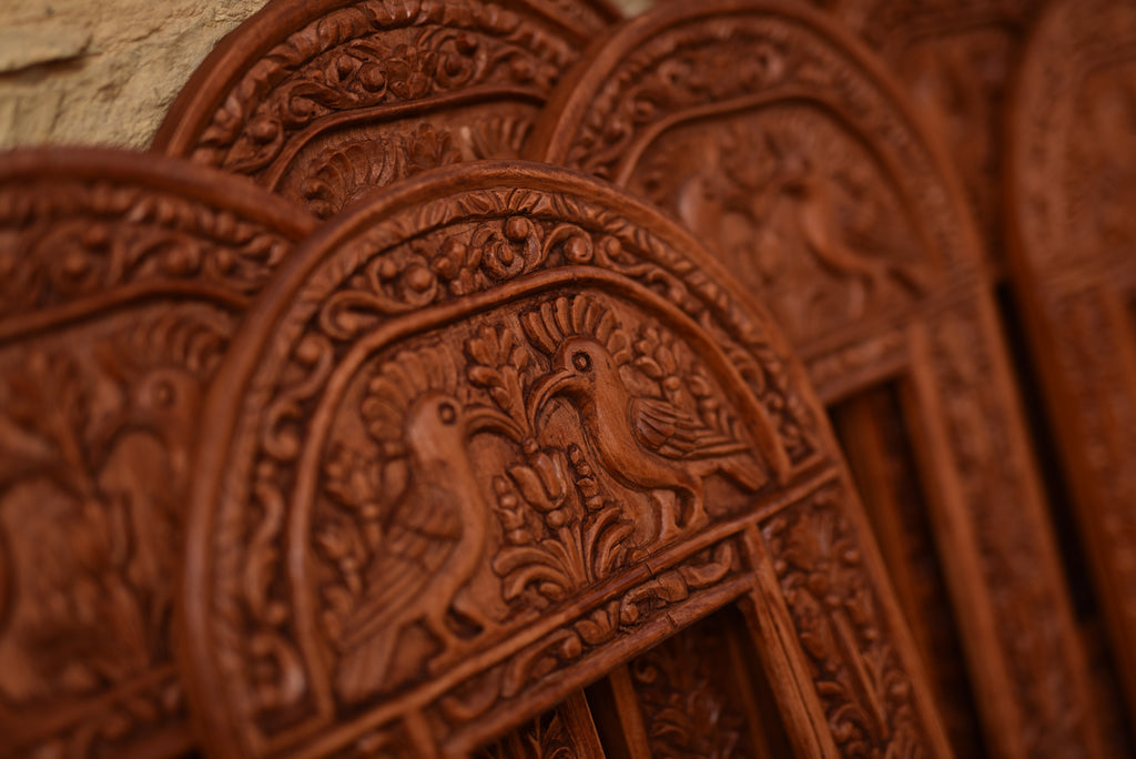 hand carved Hoopoe mirror