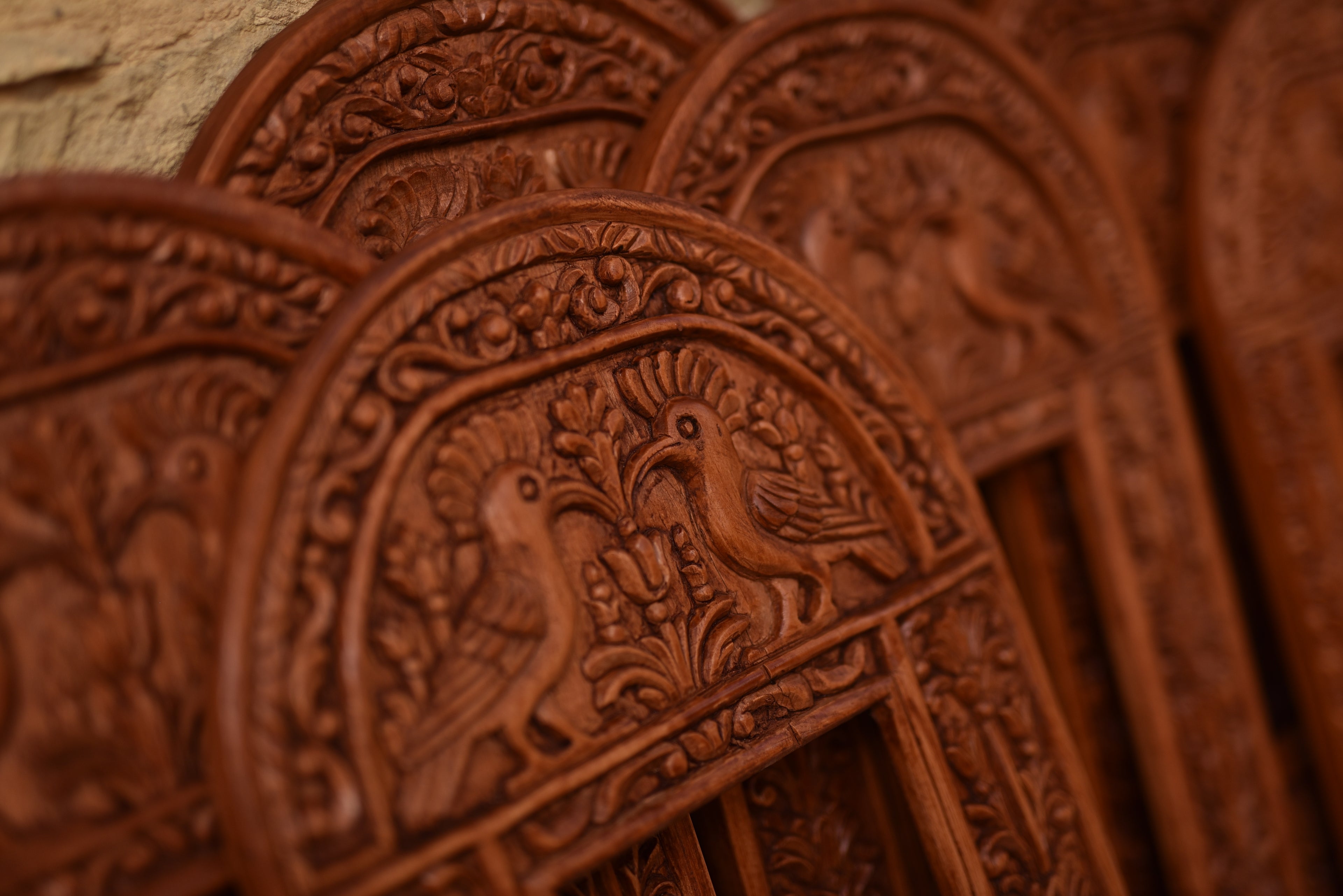 hand carved Hoopoe mirror