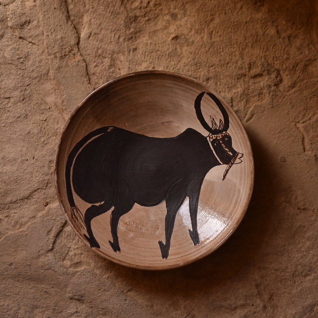 Handcrafted Bull Ceramic Plate
