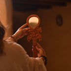 Hand-Carved Mahogany Pharaoh-Inspired Mirror