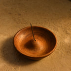 Round Teak Wood Incense Holder
