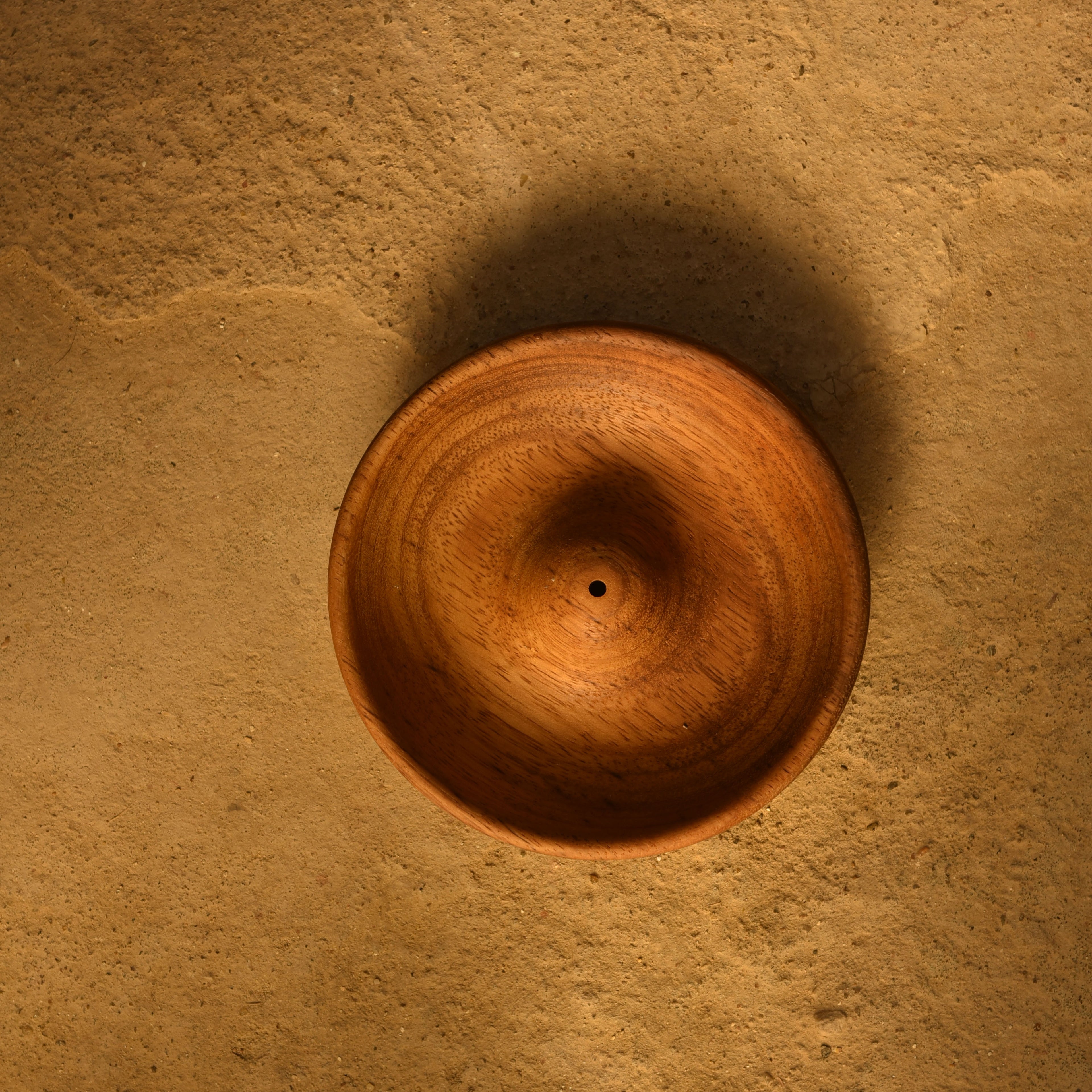 Round Teak Wood Incense Holder