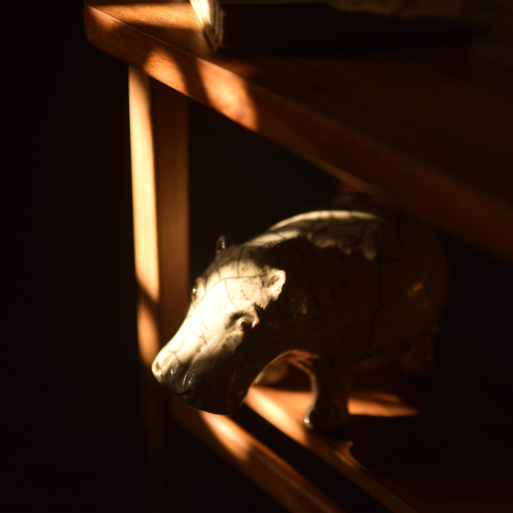 White Raku Hippopotamus