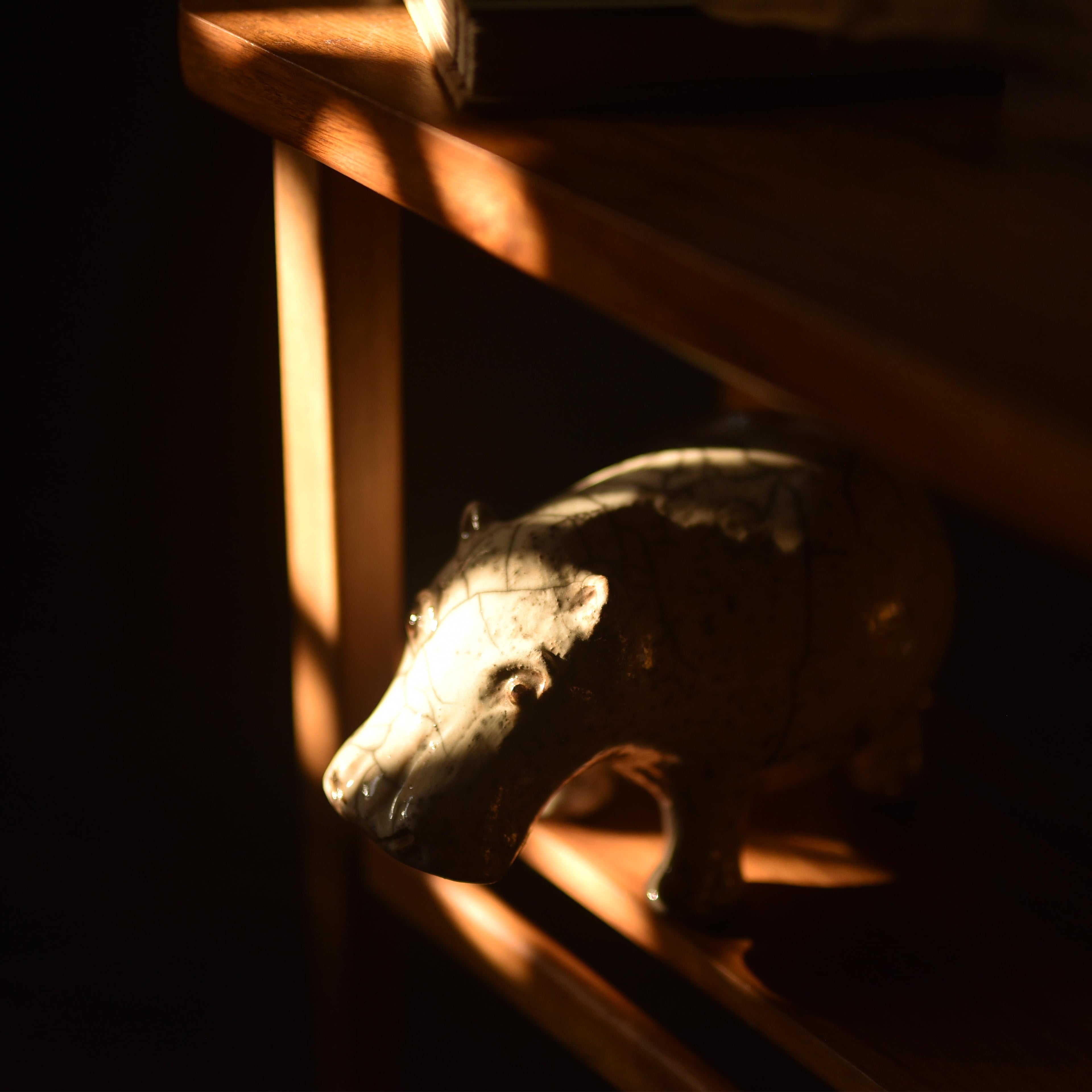 White Raku Hippopotamus