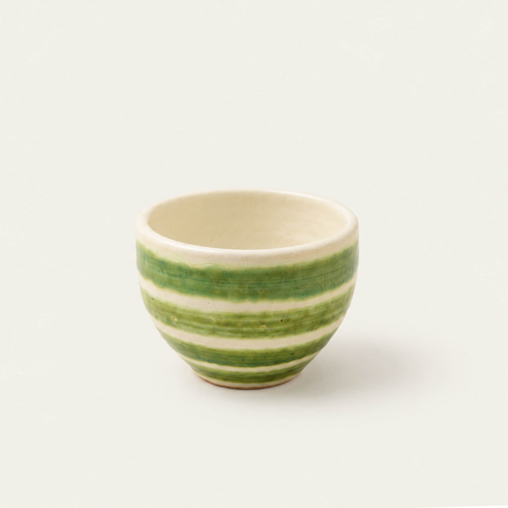 Small Green Striped Ceramic Cup
