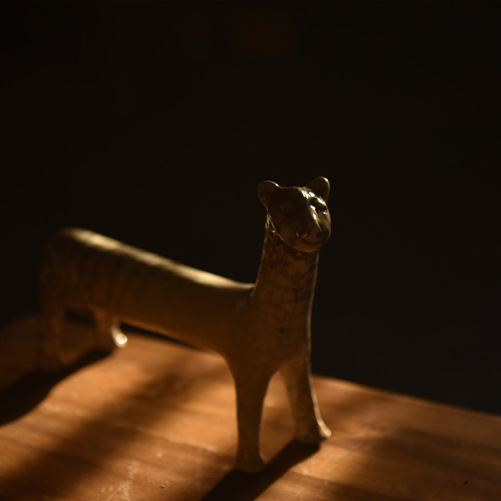 Raku Lion Sculpture Inspired by Tutankhamun