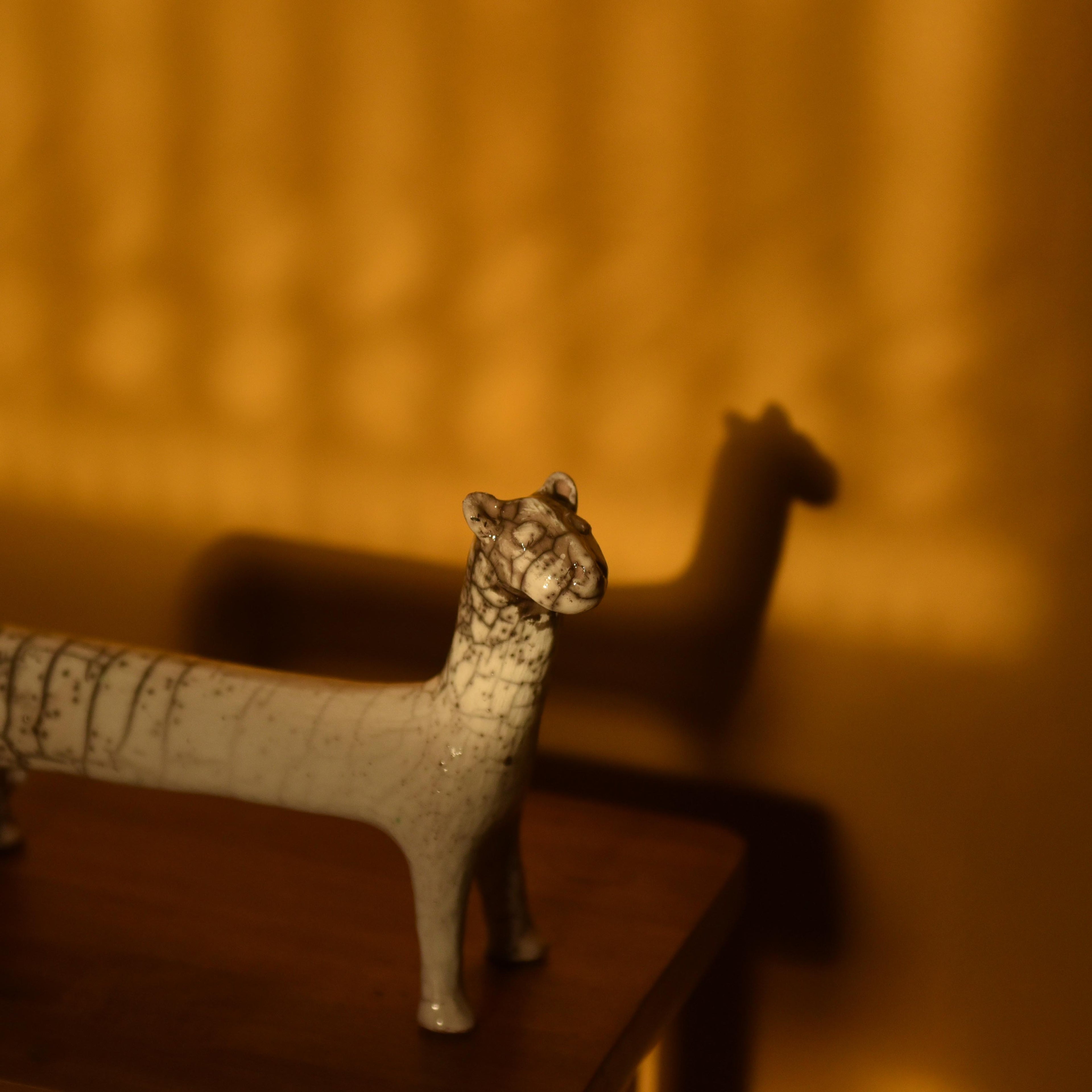 Raku Lion Sculpture Inspired by Tutankhamun
