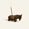 Handcrafted ceramic donkey incense holder