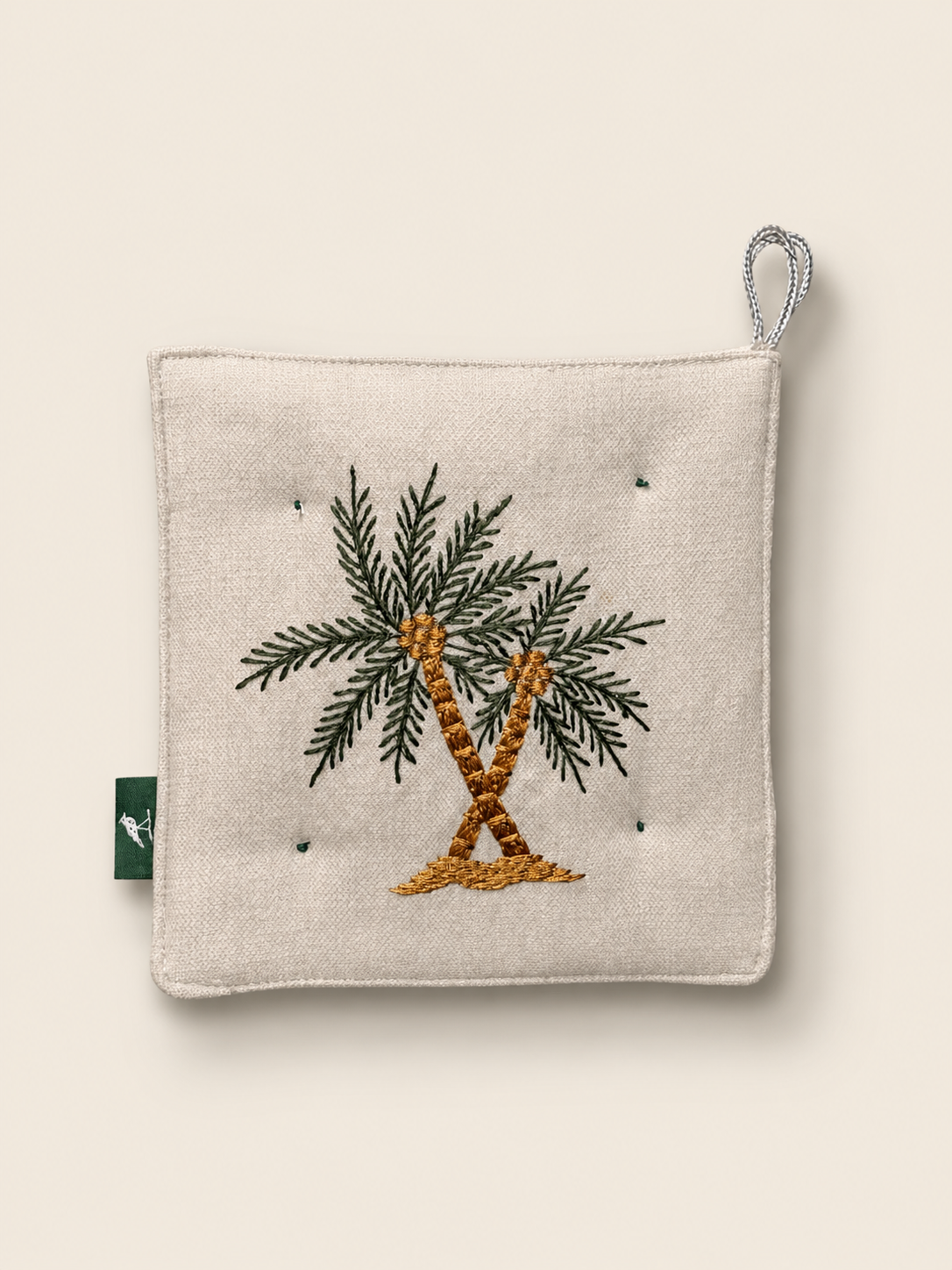 Palm Tree Embroidered Kitchen Pot Holder Set – Set of 2