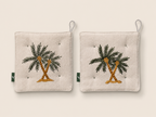 Palm Tree Embroidered Kitchen Pot Holder Set – Set of 2