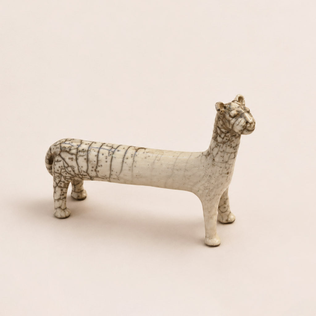 Raku Lion Sculpture Inspired by Tutankhamun