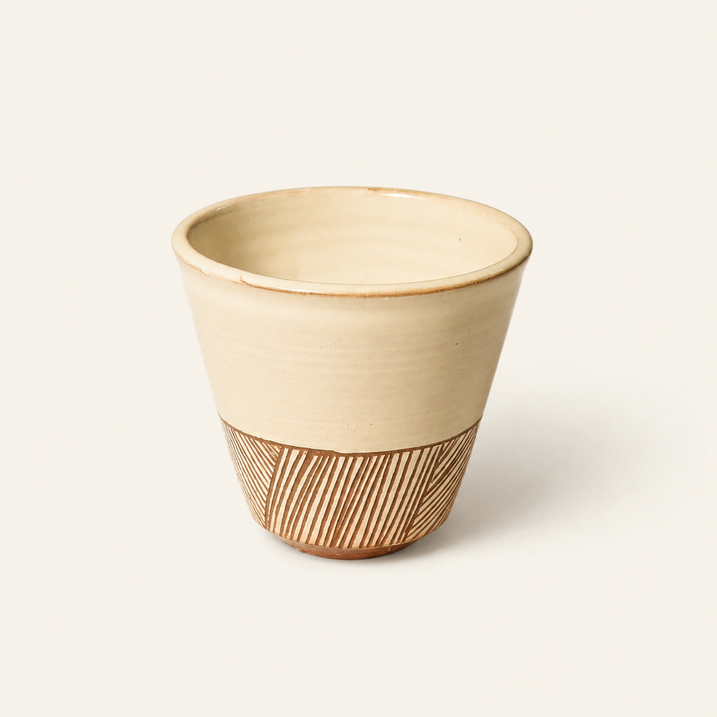 Handcrafted White Striped Coffee Cup