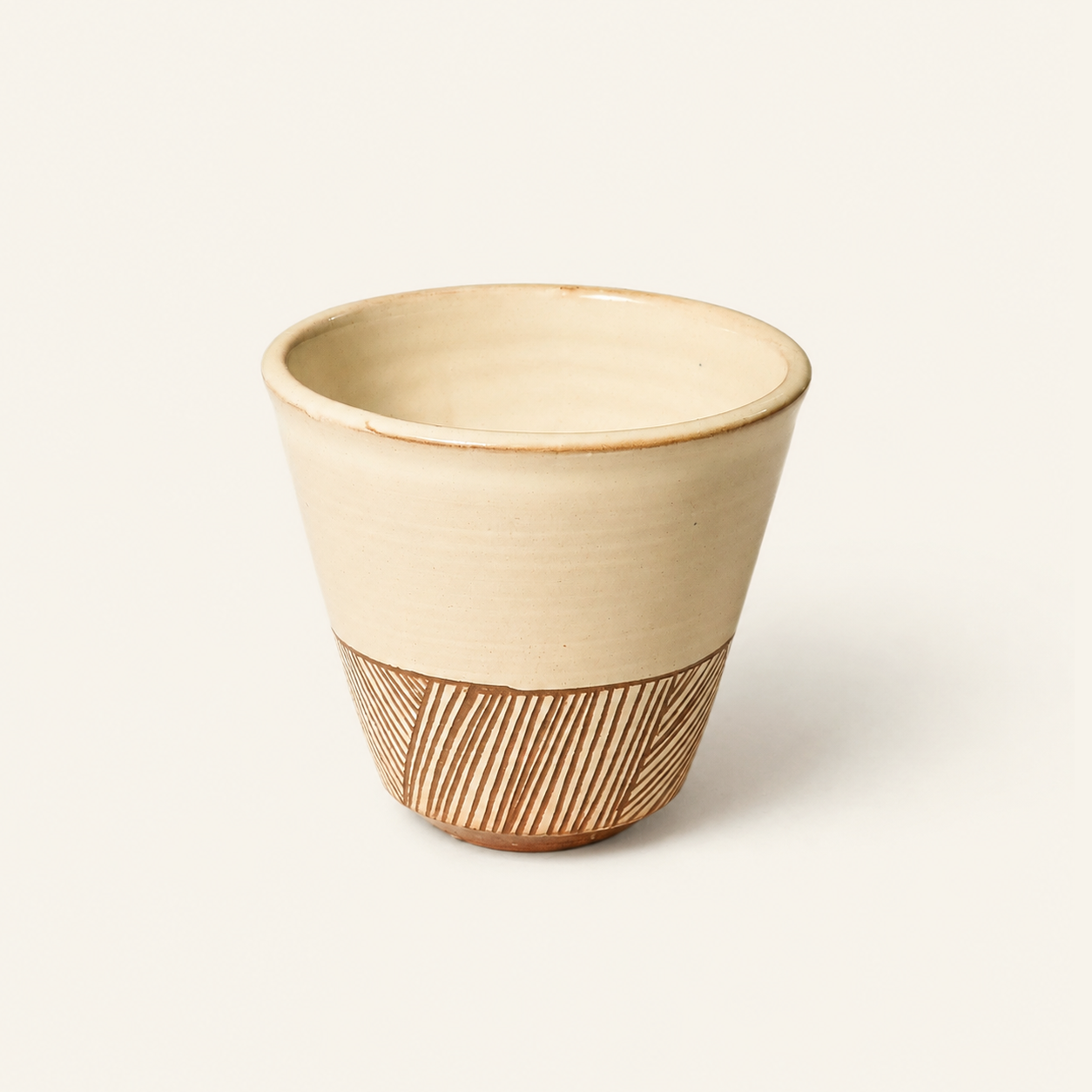 Handcrafted White Striped Coffee Cup