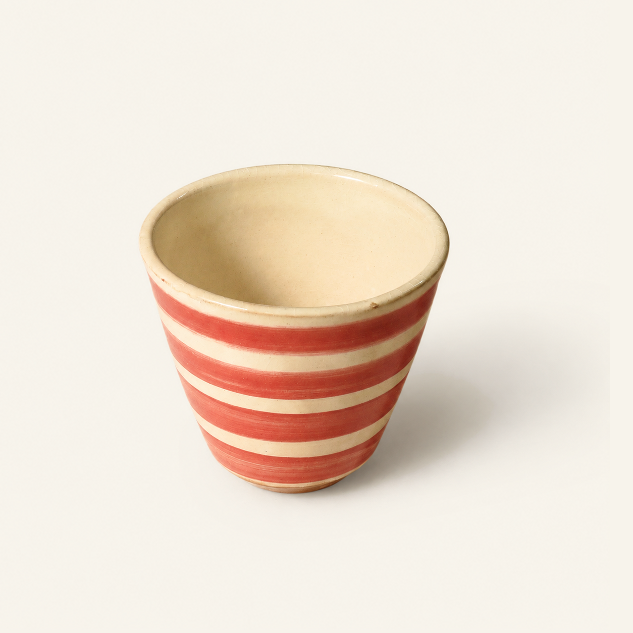 Handcrafted Red Striped Pottery Cup