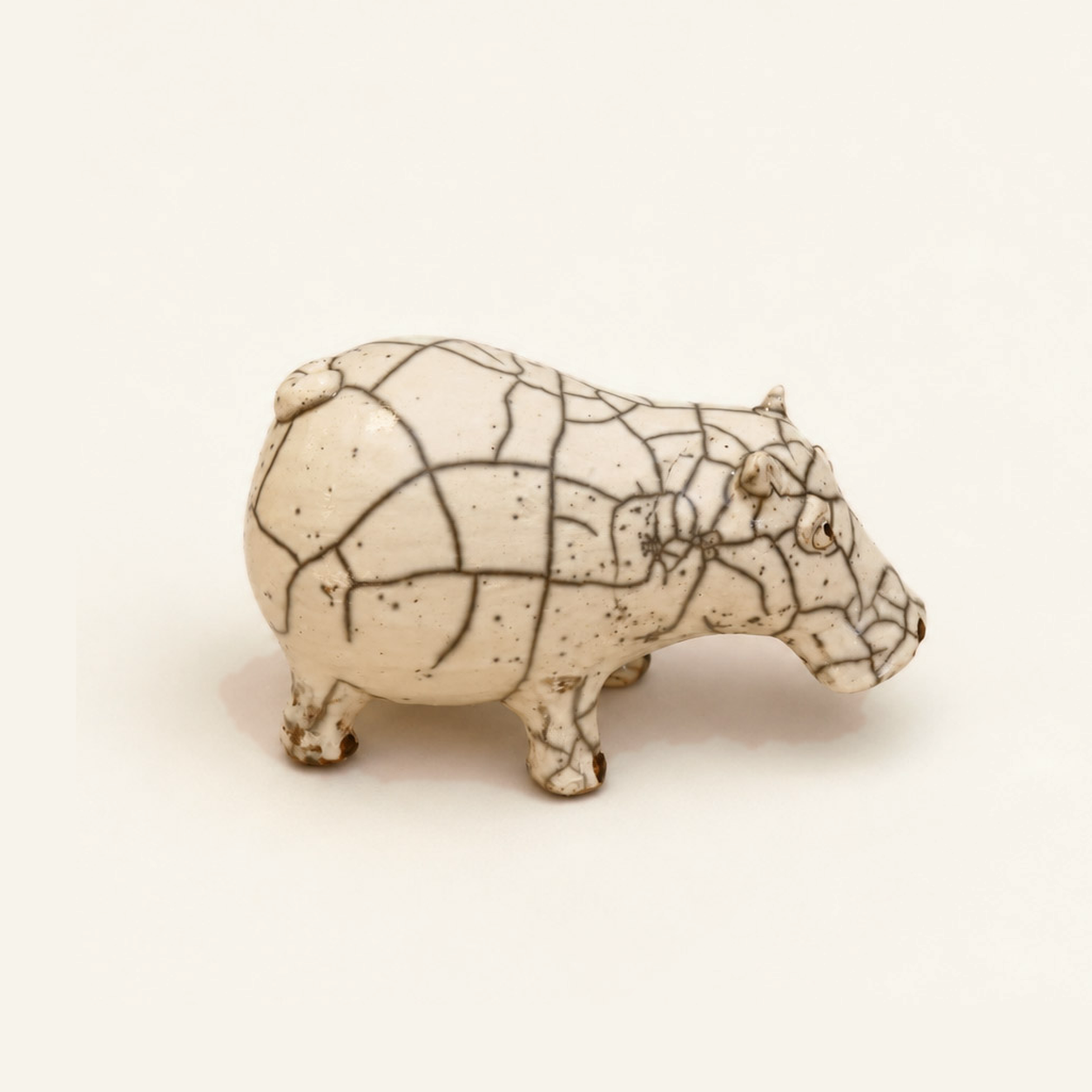 White Raku Hippopotamus