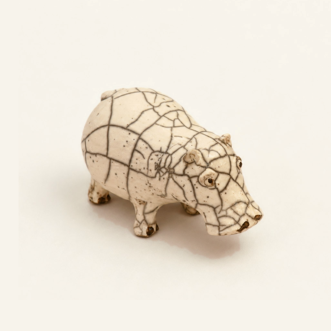 White Raku Hippopotamus