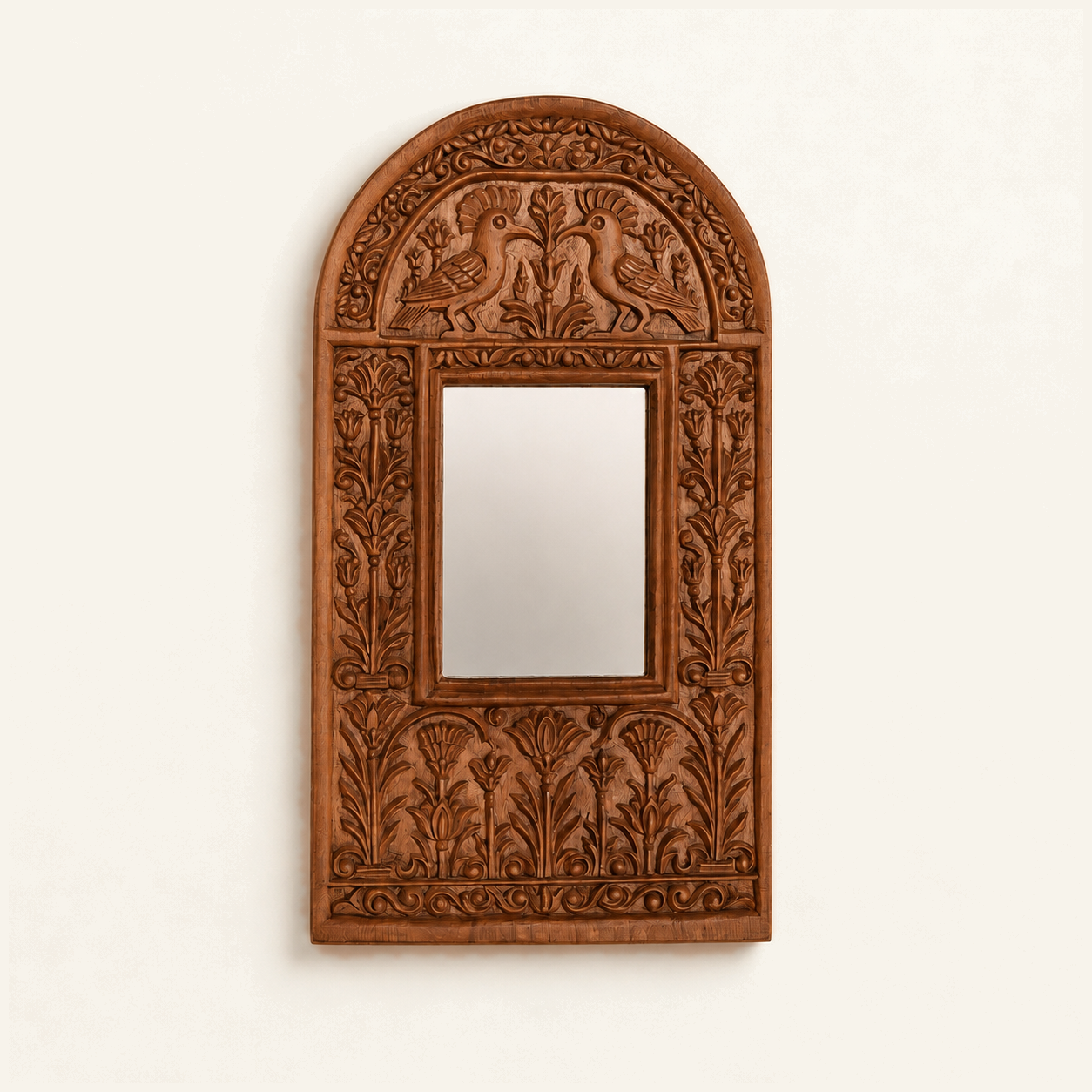 hand carved Hoopoe mirror